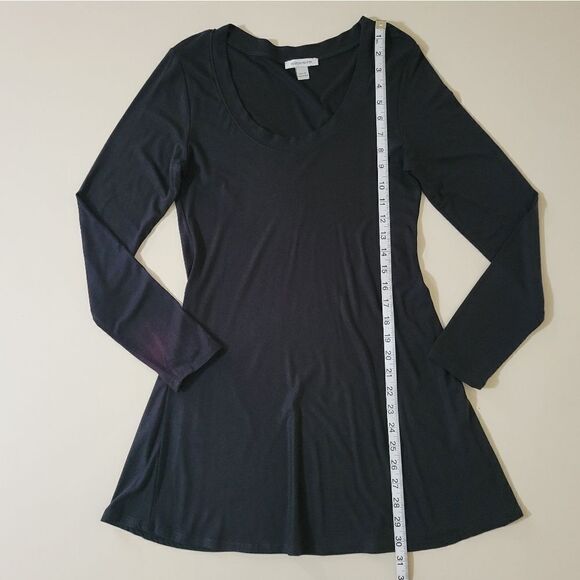 Boston Proper Black Scoop-Neck Long Sleeve Midi Dress - Picture 4 of 11